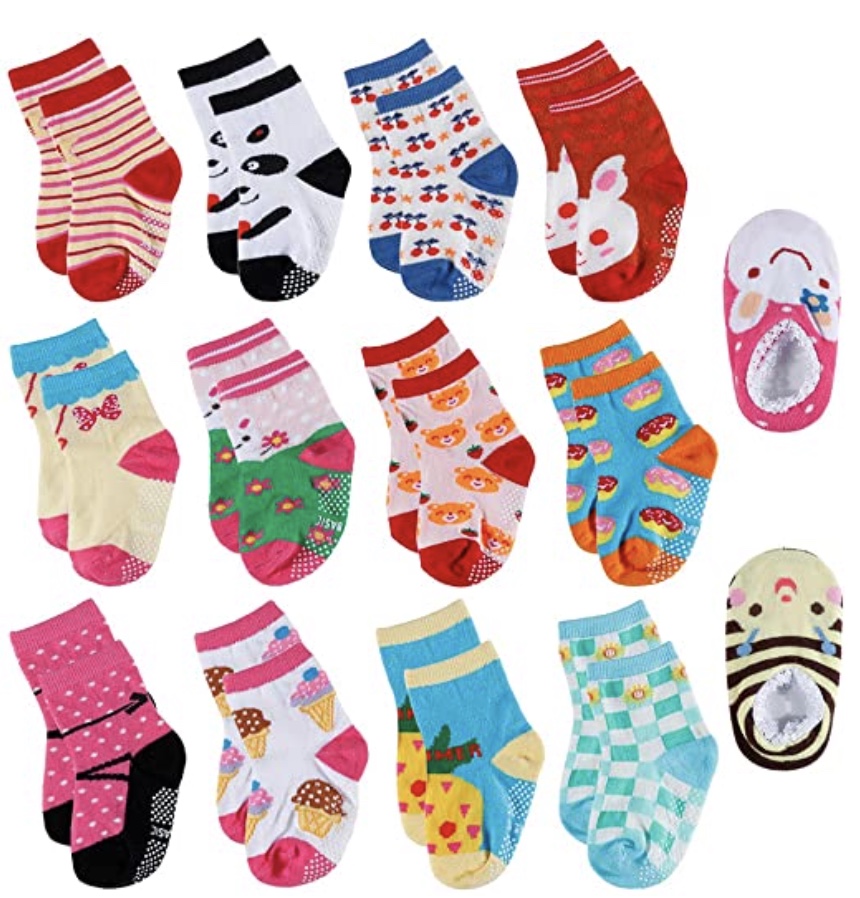 Lictin Babysocken 12 Paare Baby Antirutsch Socken Winter Baby ABS Antirutsch Socken Baby Socken für Baby Mädchen 0-12 Monaten 