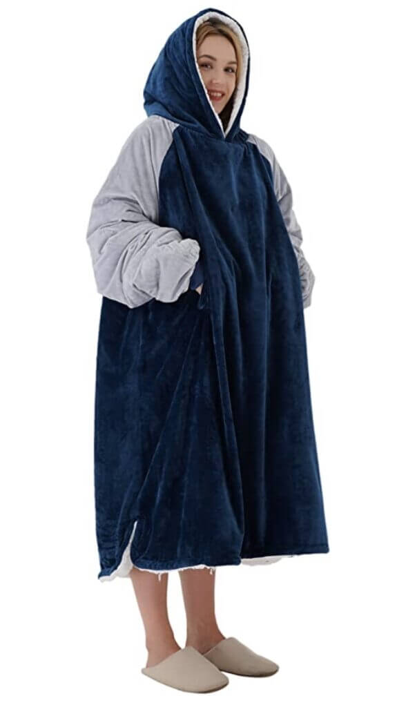 Einheitsgröße Erwachsene Herren Damen Winthome Lengthen Oversized Fleece Hoodie Sweatshirt Decke 