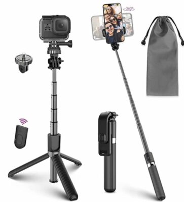 Für perfekte Bilder: Selfie Stick Stativ mit Selfiestick und Bluetooth Fernbedienung - 50% Rabatt 3 selfie1234
