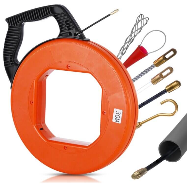 Kabeleinziehband 30 Meter Fiberglas Kabel Bandspulen Reel Puller Kabeleinziehband 30 Meter Fiberglas Kabel Bandspulen Reel Puller
